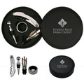 Leatherette Round Case W/ 4 PC Wine Set W/ Corkscrew